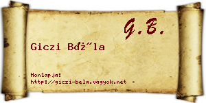Giczi Béla névjegykártya